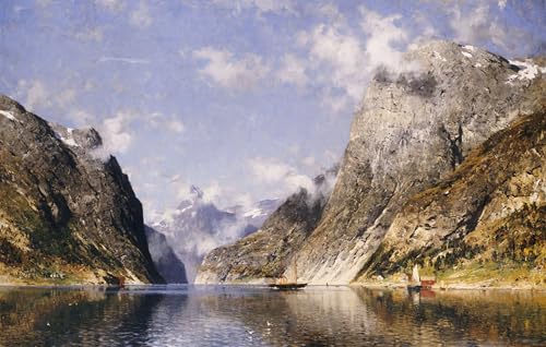Affiche toile un fjord norvégien pour créer une ambiance scandinave apaisante dans votre salon
