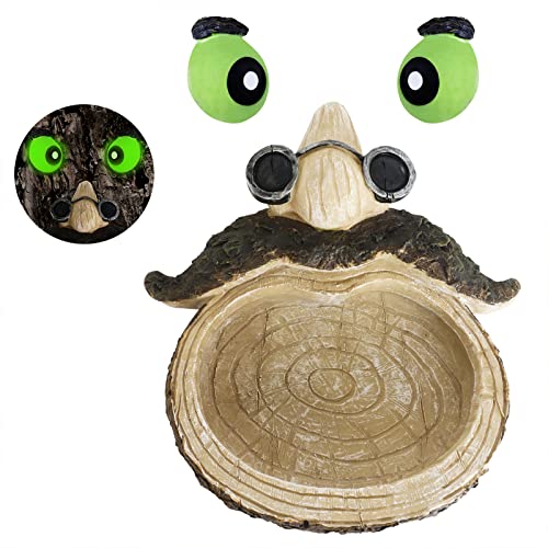 Gartol Tree Face Birdfeeder - Old Man With Glowing Eyes In Dark Outdoor Tree Hugger Sculpture - Whimsical Garden Decoration And Wild Birdfeeder, Garden Peeker Yard Art #TOP6