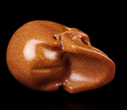Calavera de piedra cristal Gold Sand 2 pulgadas miniatura 7