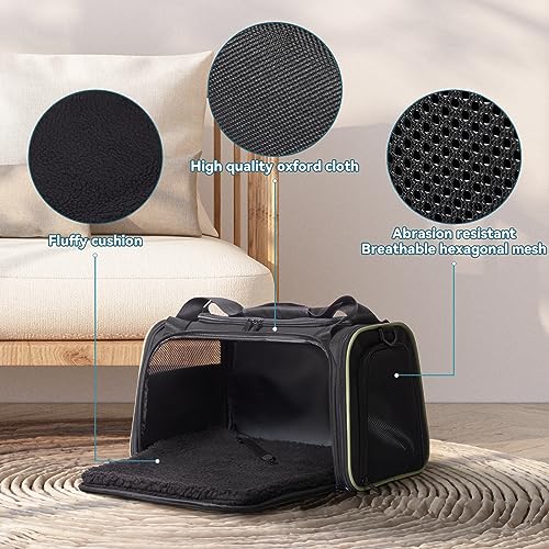 Image of PETSFIT Large Cat Carrier, Dog Carrier up to 25Lbs, Pet Privacy Protection Travel Pet Carrier for Medium and Large Cats, Small Dogs, Puppies (Large, Black)