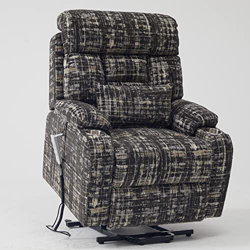 Creatuis Power Lift Chair With Three Okin Motor Electric Lift Recliner Chair For Elderly With Lumbar Support Lays Flat Chairs With Cup Holder And Side Pocket Jacquard Fabirc (Grey) #TOP3