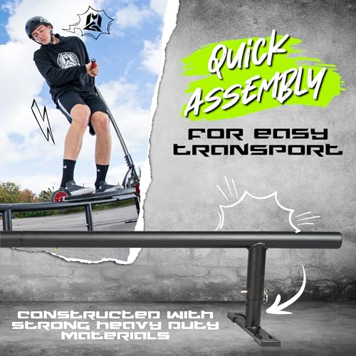 Madd Gear 55" Long Flat Bar Skate Rail – Heavy Duty Durable Round Skateboard Pro Scooter or Inline Skate - Adjustable Height - Smooth Easy Sliding Assembly & Great for Beginners to Advanced Skatepark - Thumbnail 4