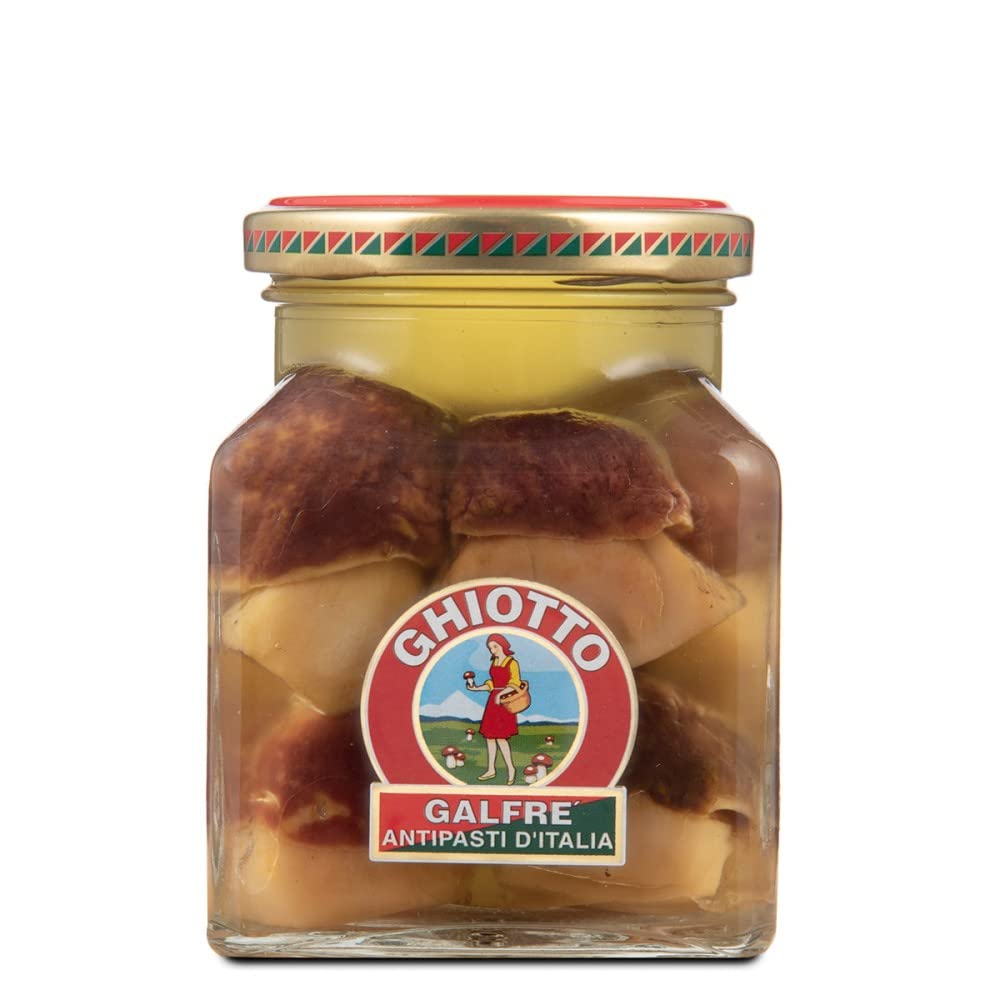 Ghiotto, Galfré Antipasti d'Italia, Ganze Steinpilze in Öl, ideal für Aperitifs, Vorspeisen oder Beilagen, 290 g-Format