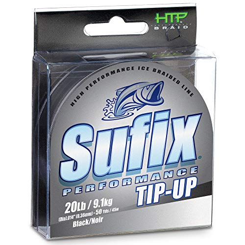 Sufix Performance 50-Yards Spool Size Tip Up Ice Braid Line (Black, 20-Pound) #TOP1