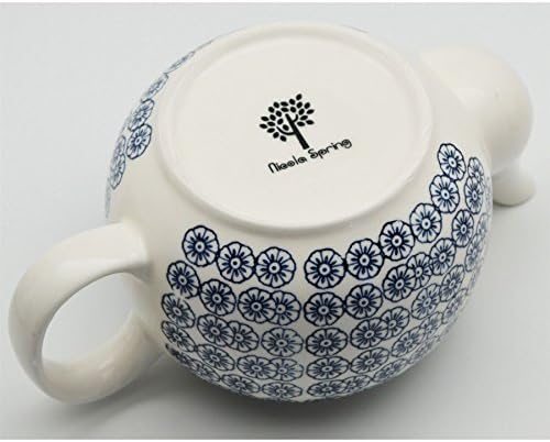 Nicola Spring Patterned Porcelain Teapot - 820ml (27.7oz) - Blue Flower Print Design