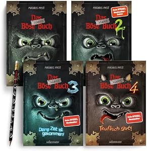 Das kleine Böse Buch – Band 1 bis 4 im Set – Inkl. lustigem Radierer-Bleistift – Bestseller Kinderbuchreihe – Gruselig & witzig – Für Kinder ab 8 Jahren – Der interaktive Lesespaß