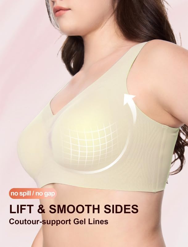 2PC Jelly Wireless Bra Supportive Sport T-Shirt Bra Regular & Plus Size - Image 3