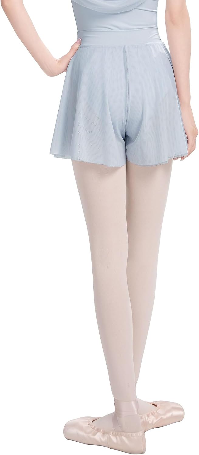 Dayrose Women Double Layer Mesh Sheer Ballet Shorts, Adults High Waist Dance Short Pants for Yoga, Gymnastics, Sports