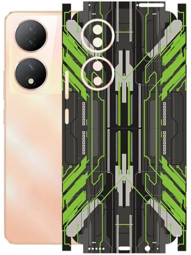 Image of AtOdds - Full Body Back Screen Guard Protector Film - Lamination Wrap Skin Sticker Compatible with VIVO Y100A | Scratchproof Matte Finish (Cyber Green)