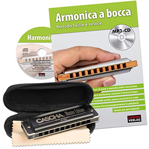 Harmonica diatonique do majeur Cascha noir pour s'exercer en voyage et animer vos soirées