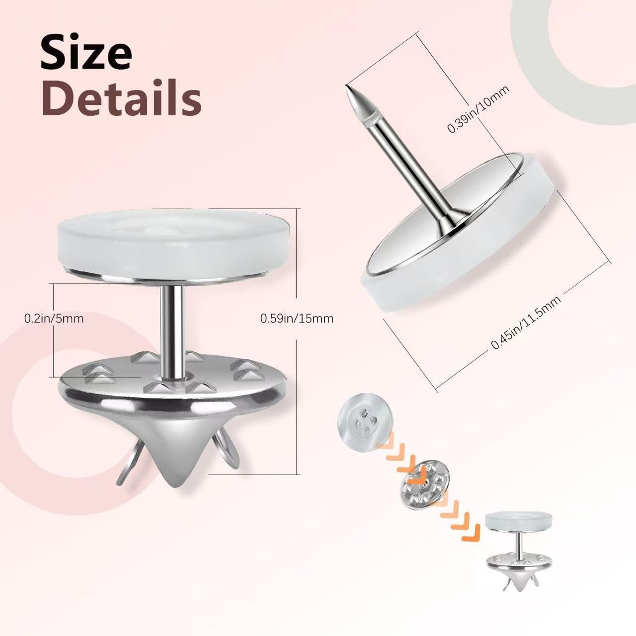 20Sets 11.5mm/0.45" No Sewing Shirt Buttons Anti-Exposure Multi-Purpose Brooches 4-Hole Resin Cover up Buttons Detachable Decorative Button for Shirts Hats Pants Tighten Clothes (Black & White)