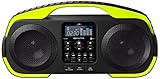 SDigital X-3808 Splash Outdoor Bluetooth Lautsprecher (Radio, MP3, Powerbank, AUX-In) matt grau/lime grün