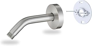 6 Inch Shower Arm with Flange and Stabilizer Bracket, Wall Mounted Shower Pipe Arm 304 Stainless Steel For Fixed Shower Head & Handheld Showerhead, Brushed Nickel