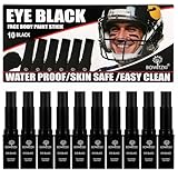 Bowitzki Face Paint Stick 10 Pieces Eye Black Set Softball Football Baseball Sports , Non-Toxic Hypoallergenic for Halloween SFX Makeup Cosplay Joker Costume Parties Cream-Blendable