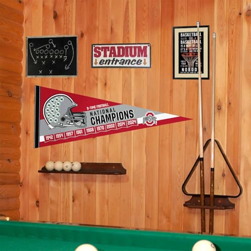 Ohio State University 9 Time National Champions Pennant Banner Flag