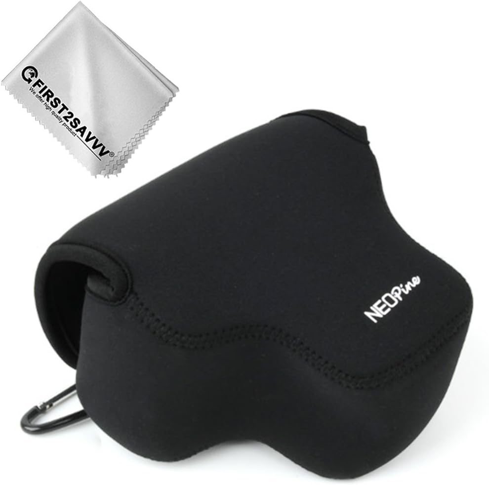 First2savvv Neoprene Camera Case Bag for Panasonic Lumix FZ80 FZ82 FZ85 FZ70 FZ72 FZ300 FZ330 Canon PowerShot SX60 + Cleaning cloth QSL -FZ80-01