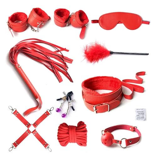 Natoso Fluffy Party Home Fitness Set Musculation Vacances Cadeau Jouets Yoga 10 Pièces Cuir Rouge Couple Exercice Classique Facile à Utiliser Cover