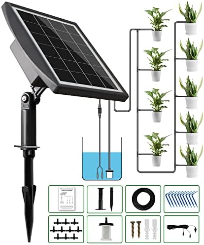 Solar Irrigation - Solar Auto Watering System, JIYANG Solar Powered Automatic Drip Irrigation Kit for Plants on The Balcony, in The Plant Bed, and Green House.