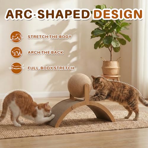 Cat Scratcher with Sisal Ball, Arch Design Cardboard Pad, Interactive Cat Toy for Indoor Cat Owners, Suitable for Kittens and Adult Cats to Relieve Boredom and Help Protect Furniture by Walfront - Image 2