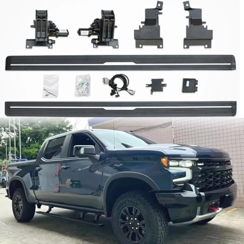Deployable Side Step Electric Running Board Step Bars Stairs Pedals Fits for Chevrolet Silverado 2019 2020 2021 2022 2023 2024 2025 2026 Side Steps Running Boards（with Brackets+Screws）