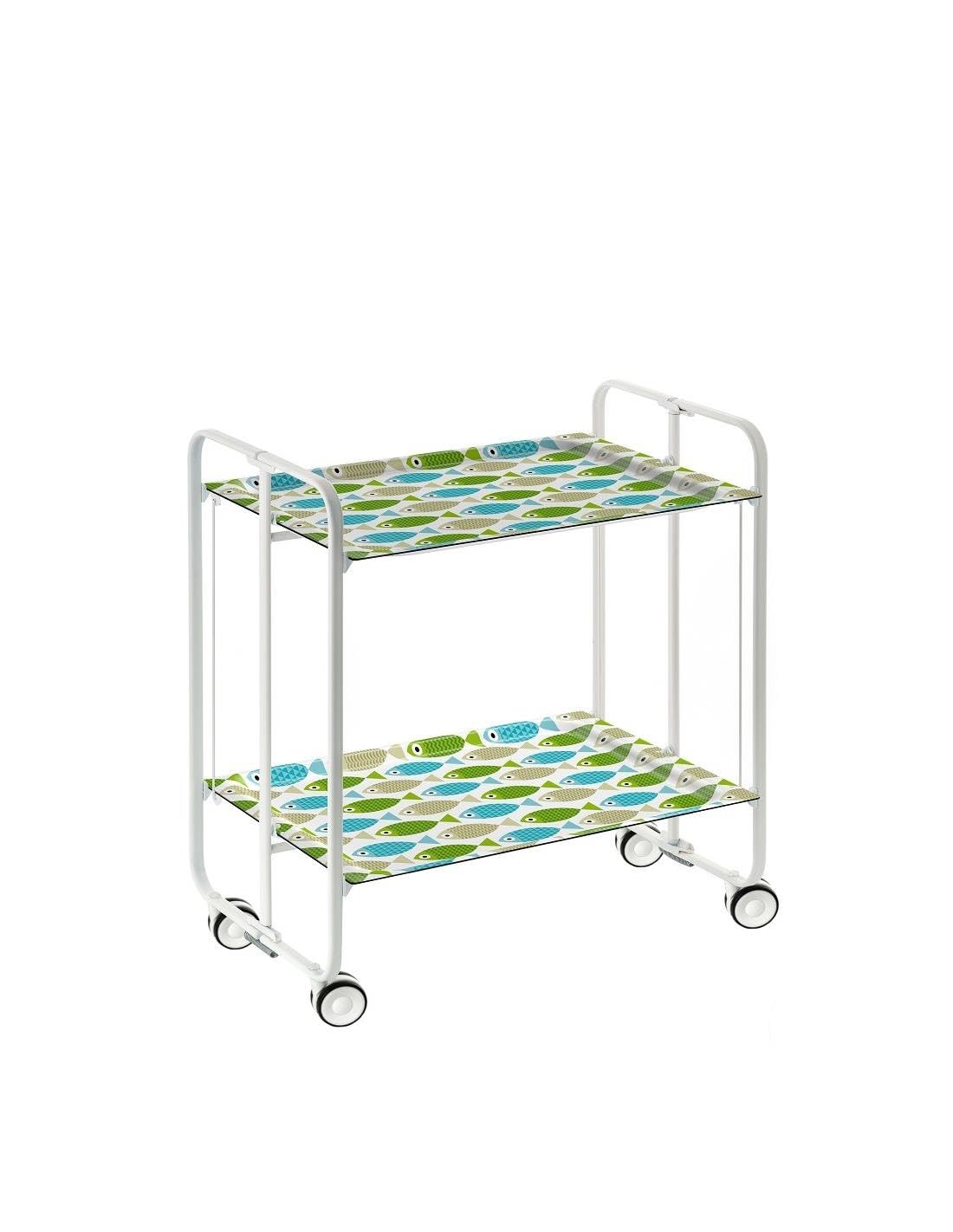 Mesa plegable con ruedas, chasis blanco, 67, talla única