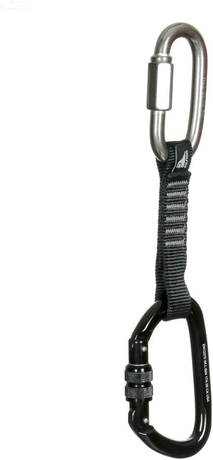 Fusion Climb 4-Pack 12cm Tactical Military Rescue Quickdraw Set with 3/8" 1600lbs WLL Stainless Steel Oval Quick Link/Vapor Screw Gate Black Carabiners