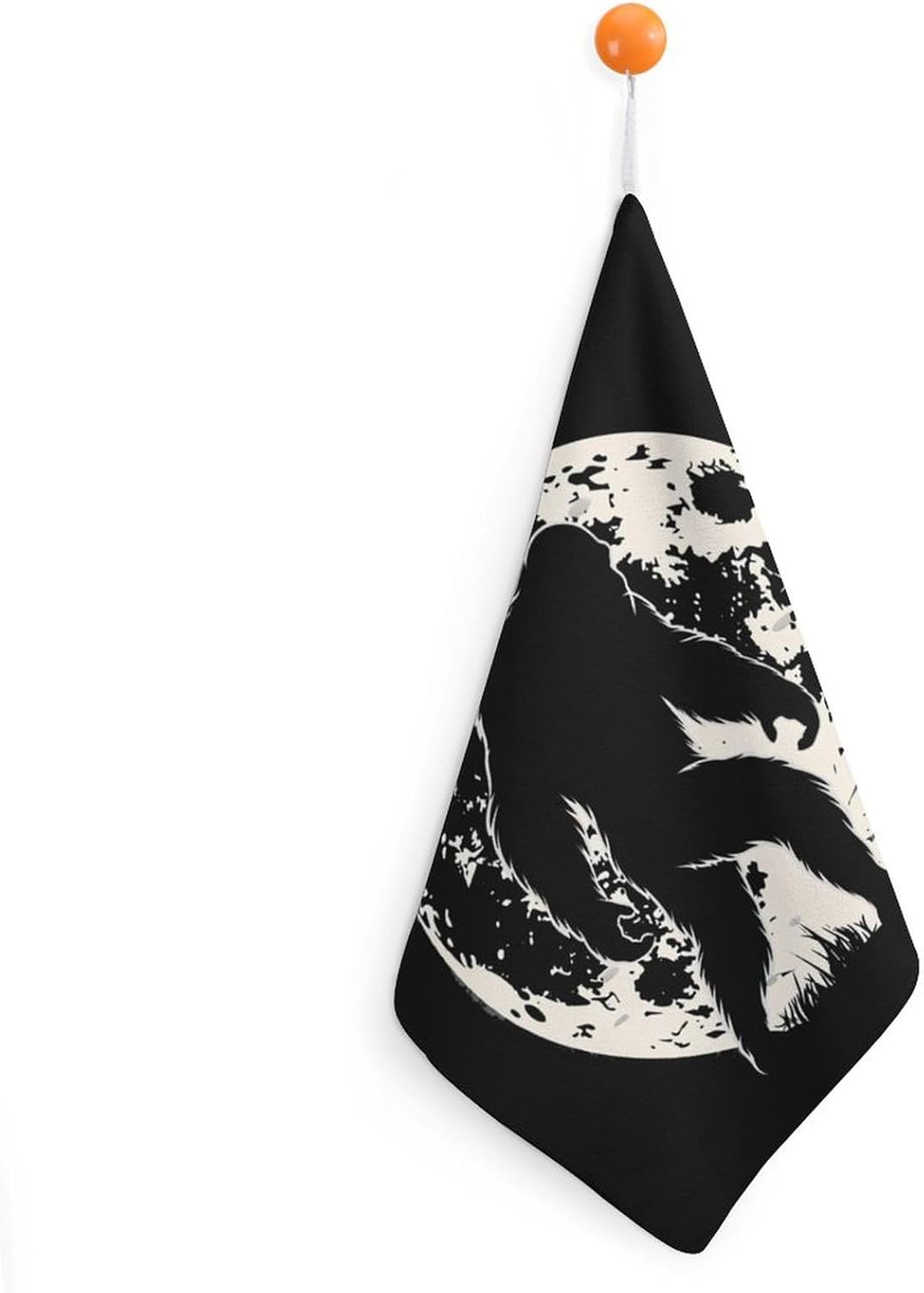 Full Moon Bigfoot Hand Towels for Bathroom Kitchen Towels Small Towel Handkerchiefs with Hanging Loop 4PCS
