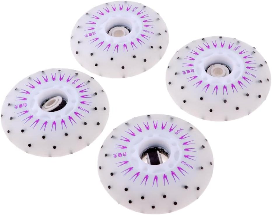 4pcs Flash Skating Wheel Roller Skates | PU Material | Up | Multicolor s | 72-80mm Sizes | Outdoor & Indoor Use | Skater's Dream - Multicolour, 80mm
