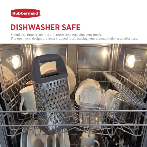 Rubbermaid EZ Grip Box Grater, Stainless Steel Cheese Grater & Container - BPA Free Multi-Surface Cheese Shredder & Food Grater for all Vegetables | Graters for Kitchen -Non-Slip Base, Dishwasher Safe - image 5
