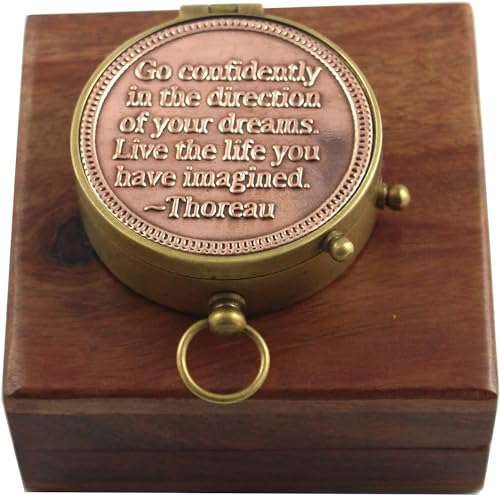 Brújula Nautical de Latón con Estuche de Madera y Tapa de Cobre miniatura 1