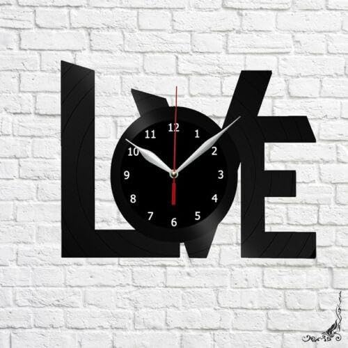 Cadeau de Saint-Valentin vintage : horloge vinyle Love originale