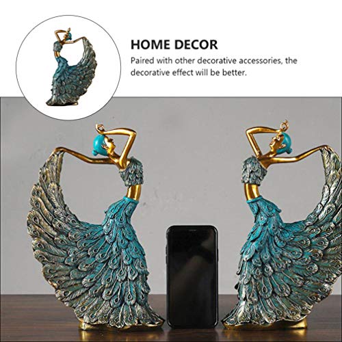 Besportble Peacock Dancer Figurine Statue Dancing Girl Statue Romantic Ornament Resin Sculpture Decor Vintage Wedding Birthday Desktop Decorations For Home Bookshelf Cabinet #TOP6