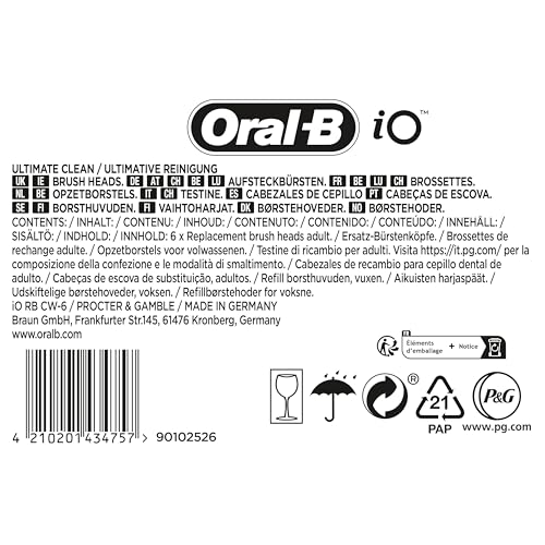 Oral-B iO Ultimate Clean Electric Toothbrush Head, Twisted & Angled Bristles for Deeper Plaque Removal, Pack of 6, Suitable for Mailbox, White - Image 8