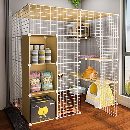 猫ケージ - ペット用プレイペン 猫用プレイペン ポータブル 金属ワイヤー ヤードフェンス 屋内屋外用小動物ケージ 猫ケージアクセサリー付き ホワイト 147x75x109cm(ホワイト 147*111*145cmB)