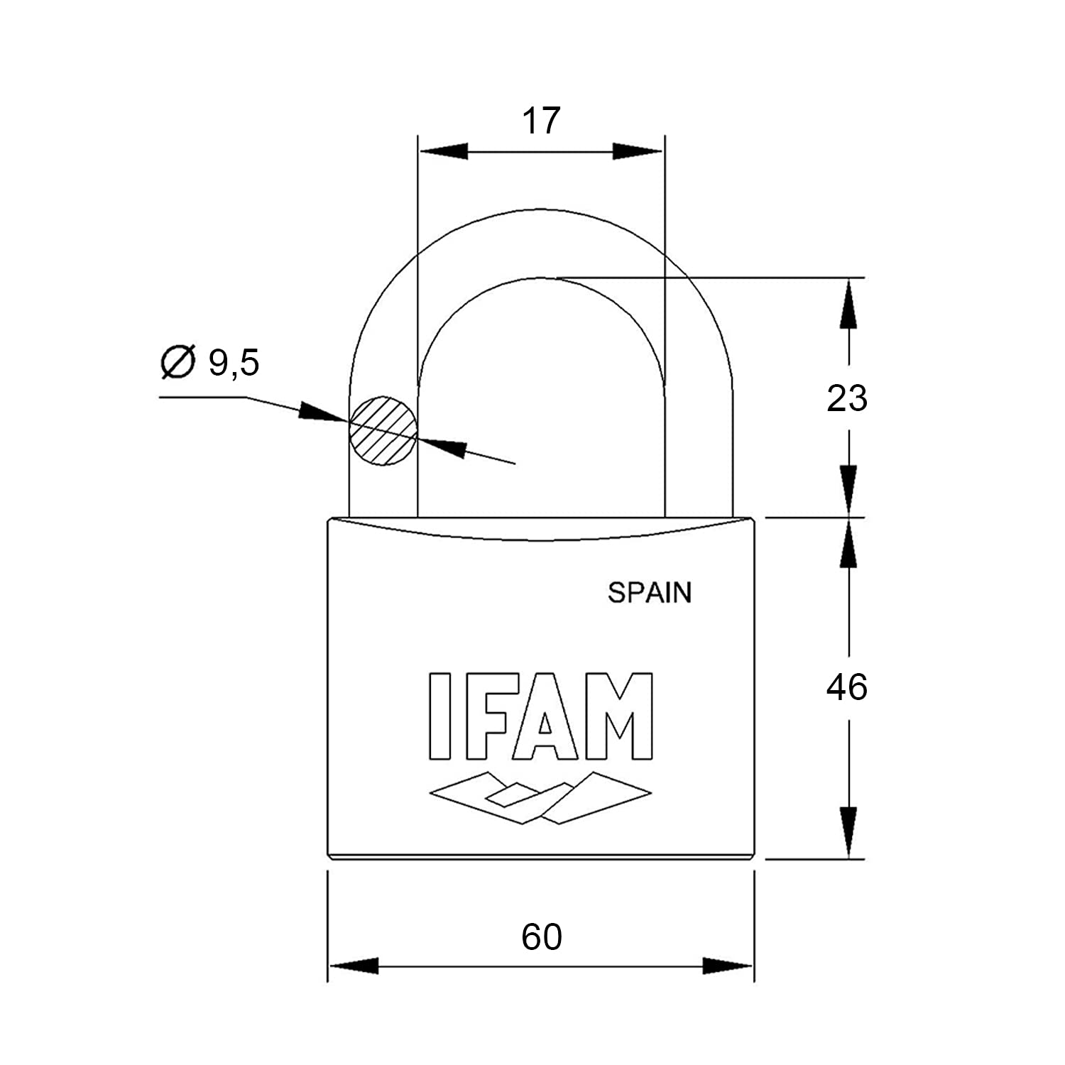 IFAM Candado Serie K, Modelo K60AP, Arco Protegido, 60mm, De Latón, Con Llave, Apto para Interiores y Exteriores, Para taquillas de Gimnasio, Puertas, Armarios, Cajones, Maletas o Mochilas