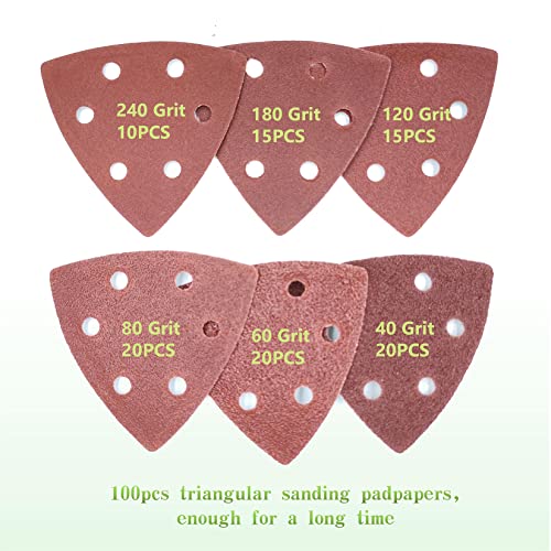 104Pcs Oscillating Tool Detail Sanding Pads Kit, 100Pcs Triangular Sanding Padpapers, 4Pcs Triangle Sanding Pads For Plaster/Wood Other Surfaces Polish Sanding #TOP2