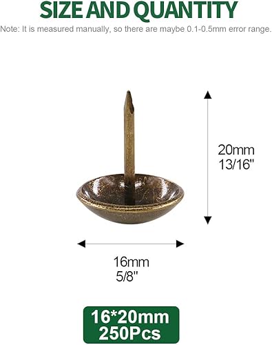 Miniatura 9 de Keadic 300 piezas de 716 pulgadas de diámetro, tachuelas de tapicería antiguas para muebles tapizados, tableros de corcho o proyectos de bricolaje,