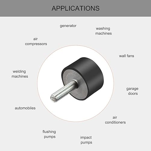 Miniatura 4 de uxcell Soportes de goma de rosca M8,Aisladores de vibración,Amortiguador cilíndrico con espárragos 0.984 x 0.591 in