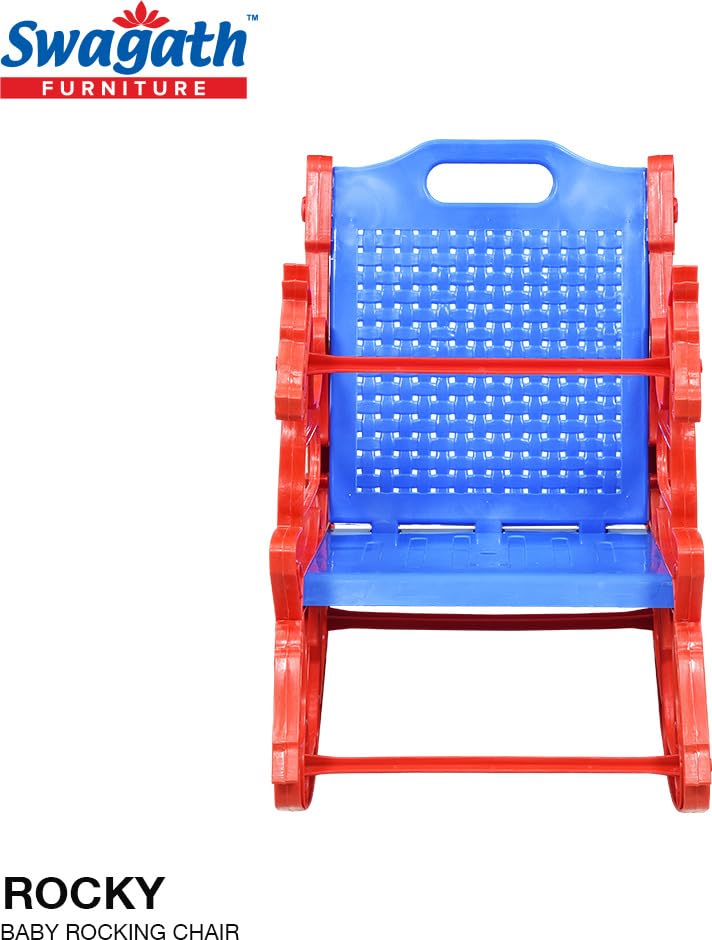 Swagath Furniture Plastic Baby Rocking Chair for 1 to 5 Years (Finish Color - Red-Blue, Pack of 2, DIY(Do-It-Yourself)) 1