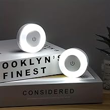 FLYNGO 2 Pcs Touch Control Wireless LED Night Light, USB Rechargeable Magnetic Stick-On Light with Adjustable Brightness for Closet, Wardrobe, Bedroom, Hallway & Stairs (White Light)