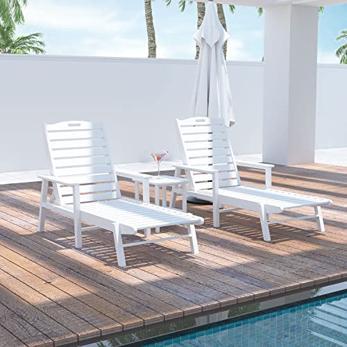 Jurmalyn Outdoor Pool Lounge Chairs With 6 Positions Backrest, Waterproof Sun Loungers Chaise For Garden Pool Beach Patio Deck (White Widening Size 22.8 '') #TOP2