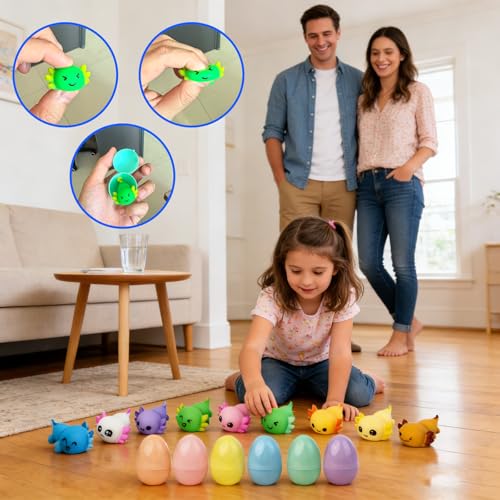 Image of 24 Pack Prefilled Easter Eggs with Axolotl Mochi Squishy Toys, Easter Basket Stuffers, Easter Eggs Filled Mini Squishy Toy, Party Favors for Kids, Easters Gifts, Classroom Exchange