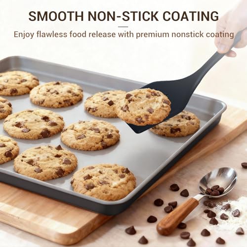 Ammeloo 22-Piece Baking Pans Set Stackable Bakeware Non Stick Baking Set Non Toxic Oven Pans, Including Roasting Pan, Cookie Sheets, Muffin Pans, Cake Pans, Oven Mitts and Utensils(Gray & Stone Black) - Image 5