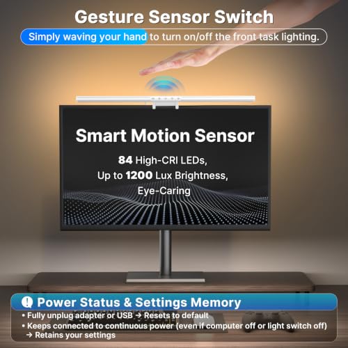 Image of Syrinx Monitor Light Bar for Home Office & Gaming, Eye-Caring Computer Monitor Lamp, No Glare Screen Light, CRI95+, Stepless Brightness & Color Temp Adjustment, USB Powered, for Flat & Curved Monitors