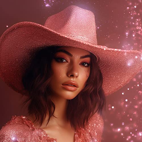 DAJOOEE Cowgirl Hat with Heart Sunglasses Glitter Cowboy Hat for Women & Girls Cosplay Bachelor Party Costume Hats…2
