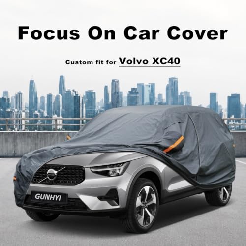 Image of GUNHYI Premium Car Cover Custom Fit Volvo XC40, 16 Layers Heavy Duty Car Cover Waterproof All Weather with Zipper Door for Sun Rain Snow Dust Uv Protection