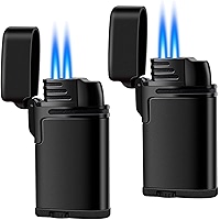 Torch Lighter 1 Pack Triple Jet Flame Butane Torch Lighters Refillable Butane Gas Lighter Windproof Adjustable 3 Flame Lighter Gift For Christmas (Without Gas