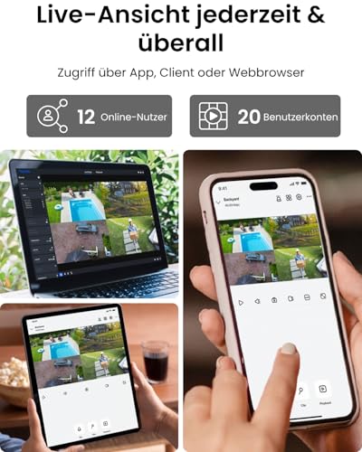 Reolink 4K Überwachungskamera Set, Videoüberwachung mit 8X 8MP PoE IP Kamera und 16CH 4TB HDD NVR, Personenerkennung und Fahrzeugerkennung, IP66, 30M IR Nachtsicht für Aussen, Innen, RLK16-800B8