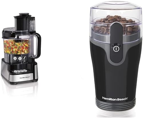 Hamilton Beach Stack Snap - Procesador de alimentos y picador de verduras negro 70725A y molinillo de café eléctrico fresco para granos especias y Hamilton Beach Stack Snap - Procesador de alimentos y picador de verduras negro 70725A y molinillo de café eléctrico fresco para granos especias y