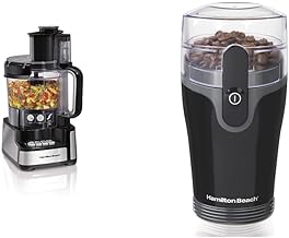Hamilton Beach Stack & Snap Food Processor and Vegetable Chopper, Black (70725A) & Fresh Grind Electric Coffee Grinder for...